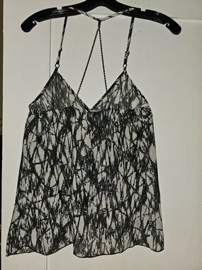 By Guess - Women's Black & White Printed Spaghetti Strap Tank Top.